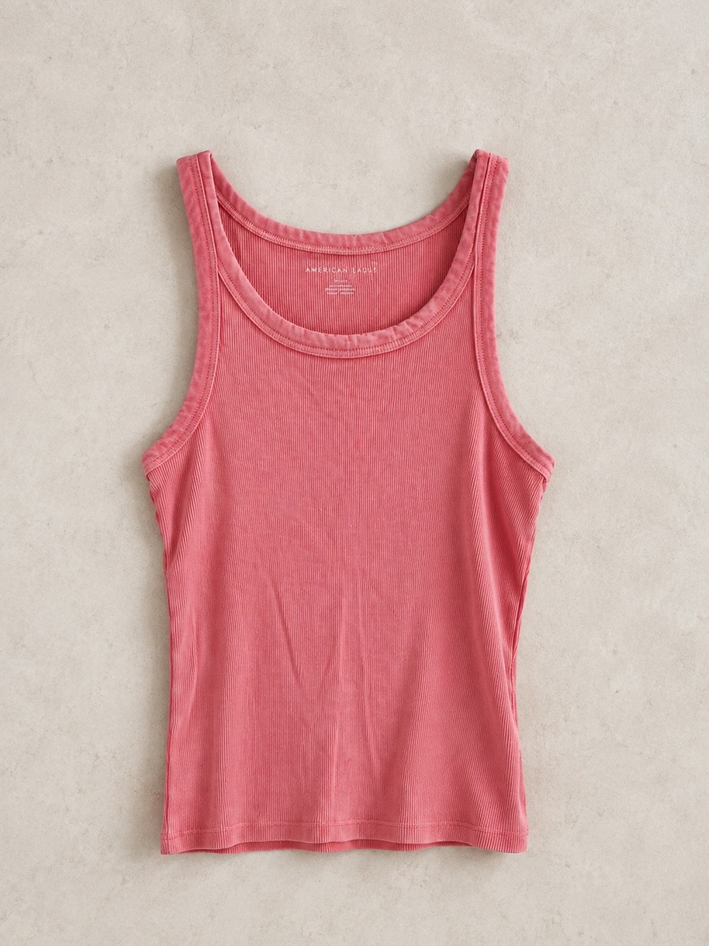 American Eagle Outfitters Coral-Pink Ribbed Scoop Tank